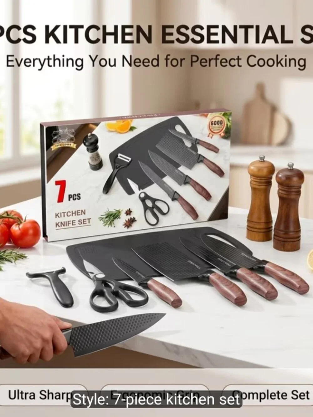 7-Piece Stainless Steel Kitchen Knife Set Chef Slicing Fruit Knives Gift Box New
